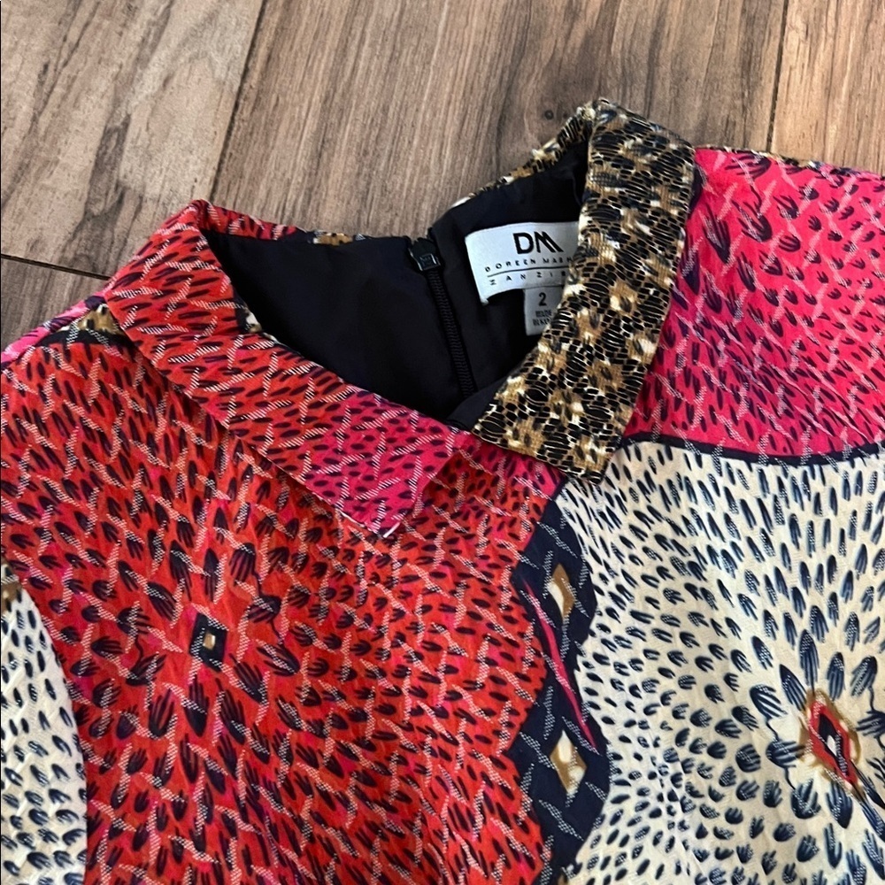 Anthropologie Doreen Mashika Legend & Song Dutch Wax Pili Dress Sz 2 Multicolor - Picture 4 of 13